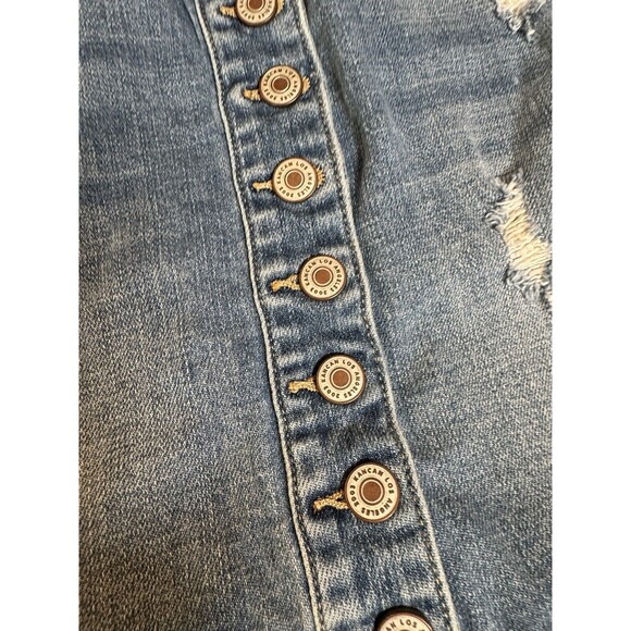 KanCan Cute Distressed Button Front‎ Blue Stretchy Denim Skirt Women's Size 25 - Picture 3 of 13
